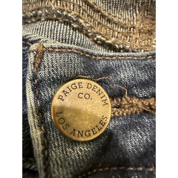 Paige Denim-Womens Kylie Crop-Denim Dark Wash Distressed Hem Jeans-Size W25 - Picture 8 of 16